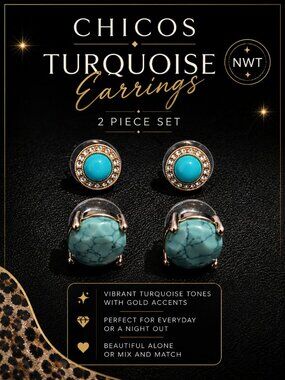New With Tags Chico’s Turquoise Earrings – Set of 2 Pairs